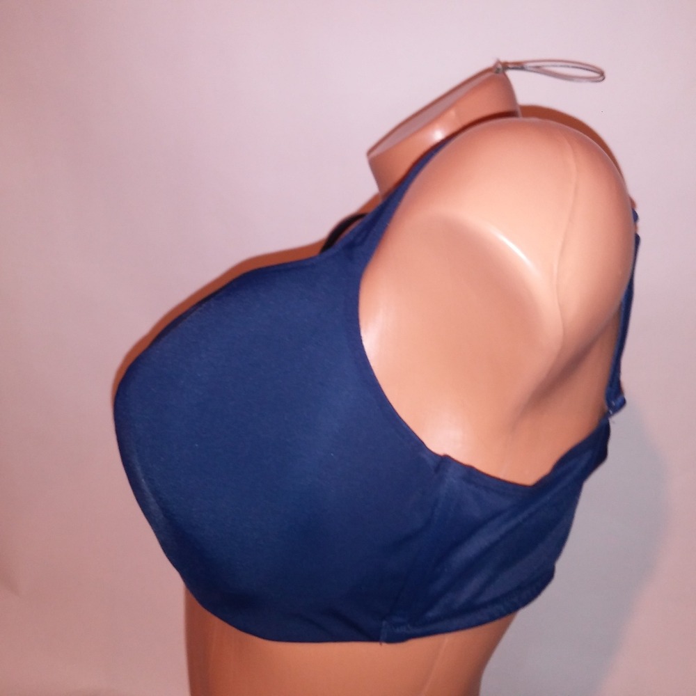 Cacique Bra 40dd Navy Blue Solid Underwire - image 4